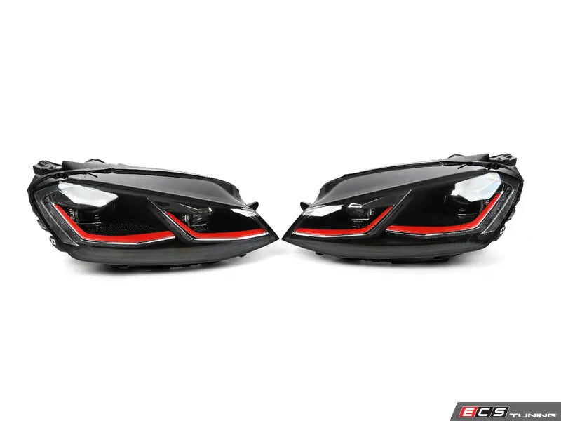 ECS Tuning - ZIZA MK7.5 Style Headlight Set - Red Trim