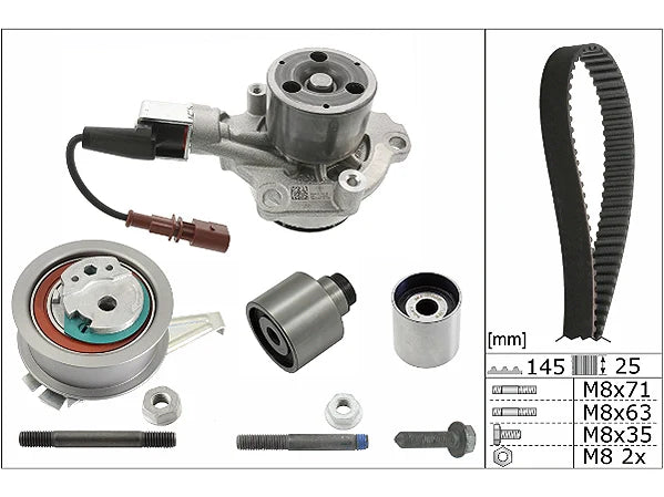 INA - Timing Belt Kit with Waterpump - Audi Q3 (8UB, 8UG) 2.0 TDI quattro CUWA, CYLA, DFUA