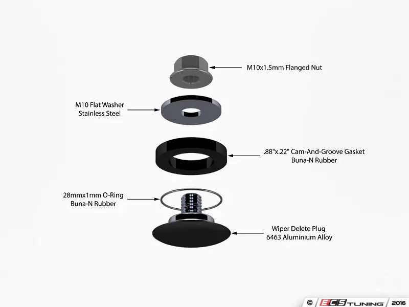 ECS Tuning -  Billet Aluminum Rear Wiper Delete Plug - VW/AUDI/SKODA/CUPRA