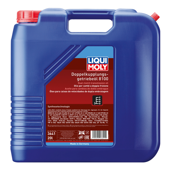 LIQUI MOLY – Dual Clutch Gear Oil 8100 (20L) – Transmission Oil – VW / Audi / BMW / Mercedes-Benz / Ford
