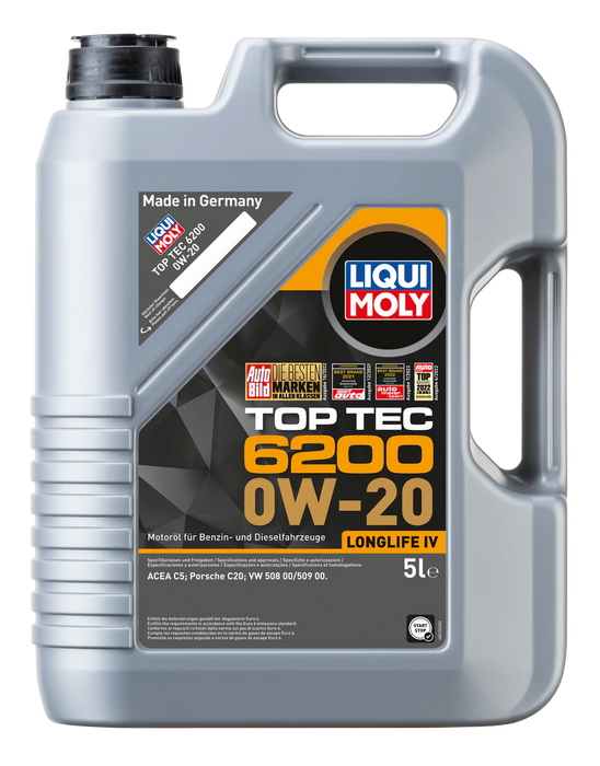 LIQUI MOLY – Top Tec 6200 0W-20 (5L) – Engine Oil – Volkswagen 508/509 & Porsche C20