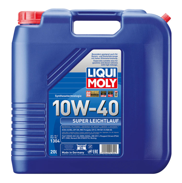 LIQUI MOLY – Super Leichtlauf 10W-40 (20 L) – Engine Oil – VW 501/505 Specification