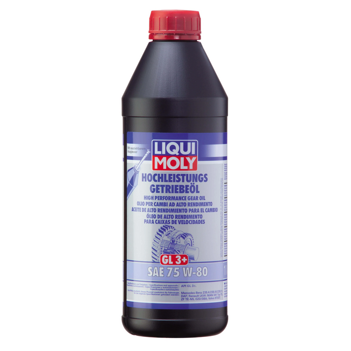 LIQUI MOLY High-Performance Gear Oil 75W-80 GL3+ (1 L) – Manual Transmission Fluid