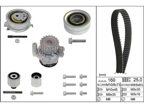 INA - Timing Belt Kit with Waterpump - Volkswagen TRANSPORTER T5 Van (7HA, 7HH, 7EA, 7EH) | TRANSPORTER / KOMBI | EUROVAN 2.0 TDI CAAA