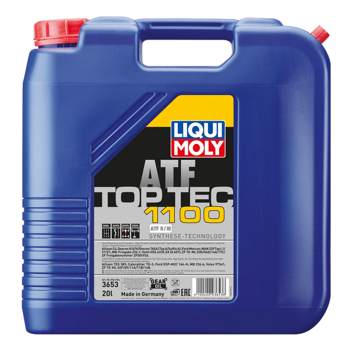 LIQUI MOLY Top Tec ATF 1100 (20L) – Automatic Transmission Fluid – Dexron III G / MB 236.1 / ZF TE-ML 04D