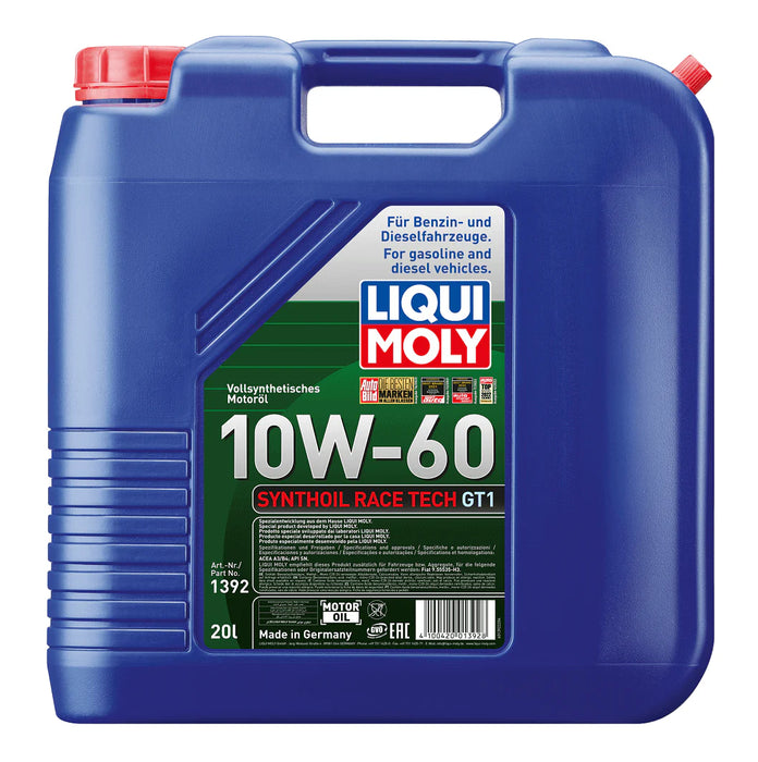 LIQUI MOLY – Synthoil Race Tech GT1 10W-60 (20L) – Engine Oil – ACEA A3 / B4 / API SN