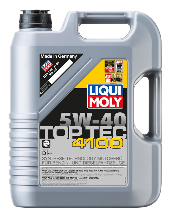 LIQUI MOLY – Top Tec 4100 5W-40 (5 L) – Engine Oil – VW 505 Specification