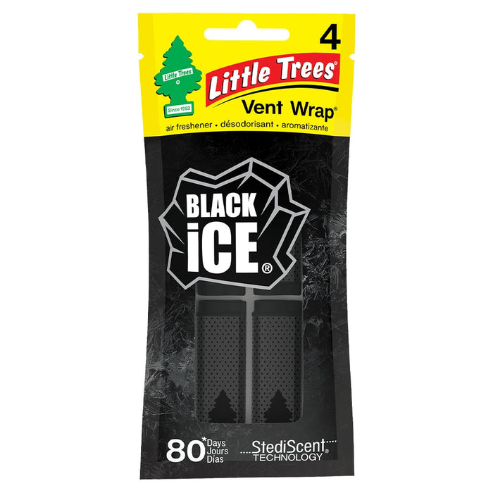 Little Trees - Vent Wraps 4 Pack Black Ice Car Freshener