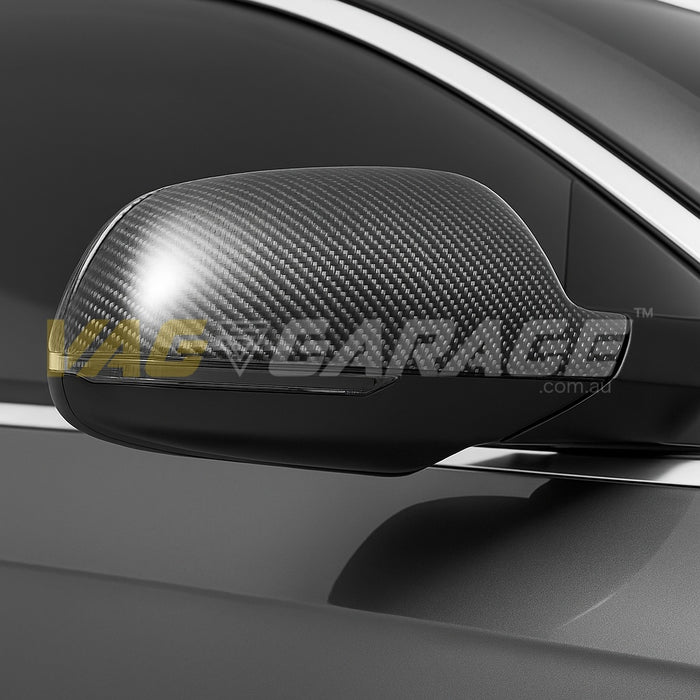Genuine Carbon Fibre Replacement Mirror Covers Audi B8 A4/A5/S4/S5 (With Lane Assist)