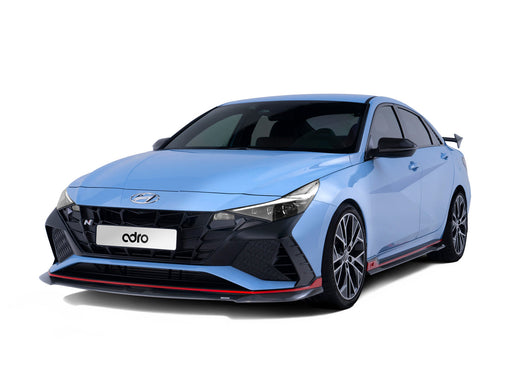 A sleek blue sedan with sporty design features, aggressive front grille, and red accents, showcasing a modern racing aesthetic.