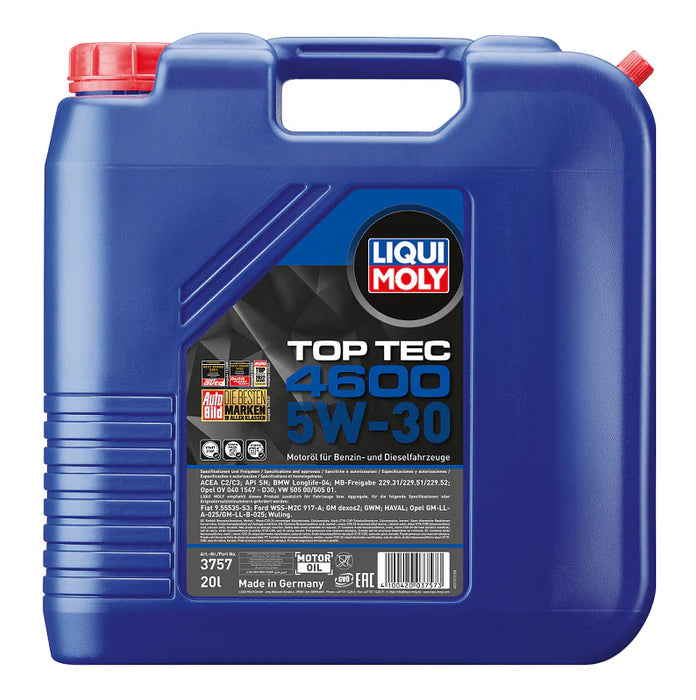 LIQUI MOLY Top Tec 4600 5W-30 (20 L) – Engine Oil – VW 505 / 505 01