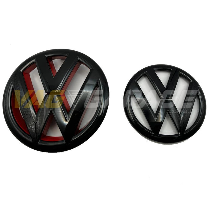 VW Matte/Gloss Black & Red Badge Set MK6 (Clip on)