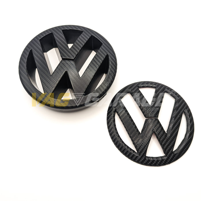 VW Carbon Fibre Badge Set (Clip on + adhesive) MK5
