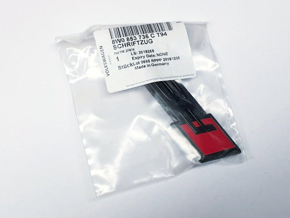 Genuine Audi 'RS4' Front Grille Badge Gloss Black 8W0853736C T94