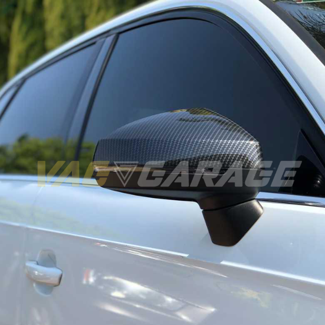 Gloss Black or Carbon Fibre Style Replacement Mirror Covers AUDI A3 S3 RS3 8V 2013 present with without lane assist