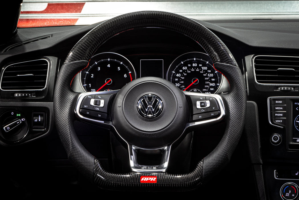 APR Steering Wheel - Carbon Fibre & Perforated Leather - MK7 GTI/GLI Red (Paddles)